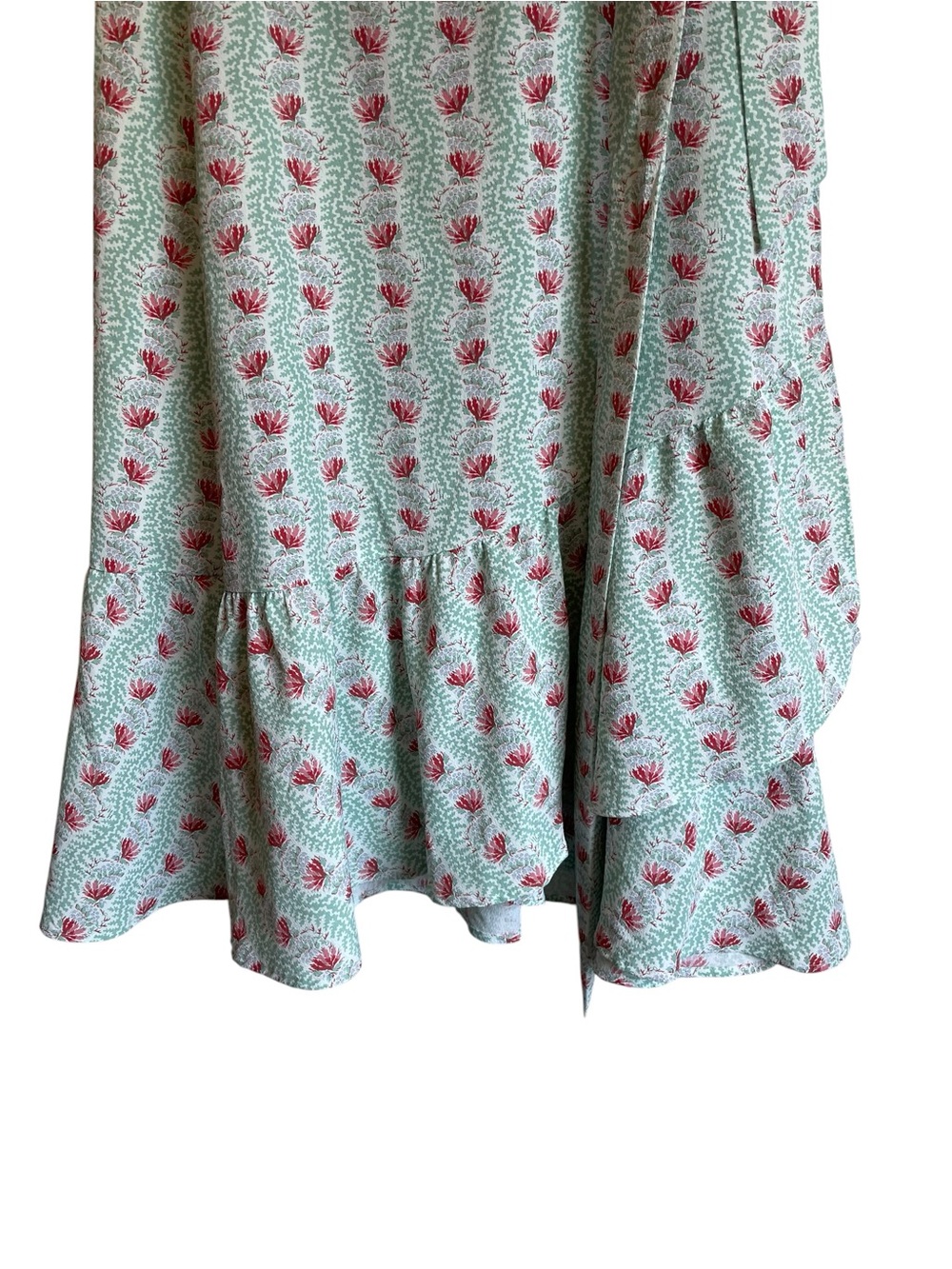 Hill House Wrap Maxi Skirt - Mint and Pink Floral - Picture 3 of 9